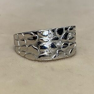 Sterling Silver Nugget Style Moissanite Ring Size 10